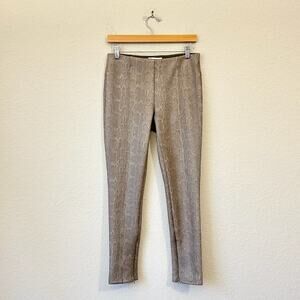 ANTHROPOLOGIE Pants Taupe Snakeskin Animal Pull On Ankle Zip Skinny